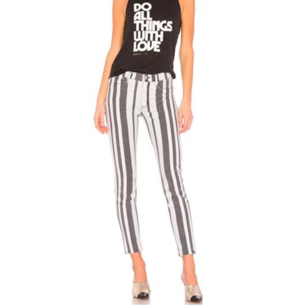 Hudson Barbara High Waist Super Skinny Ankle Striped Jeans 29